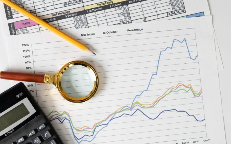 Imagem ilustrativa sobre indicadores de desempenho financeiro mostrando o gráfico que apresenta o crescimento de uma empresa e seus setores.